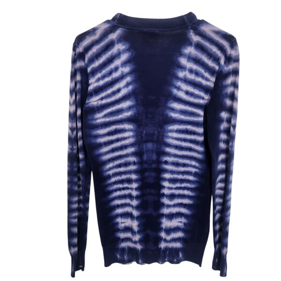 Tory Burch Cotton Knit Cardigan XS Casual Cozycore Designer Tie‎ Dye - Picture 2 of 7